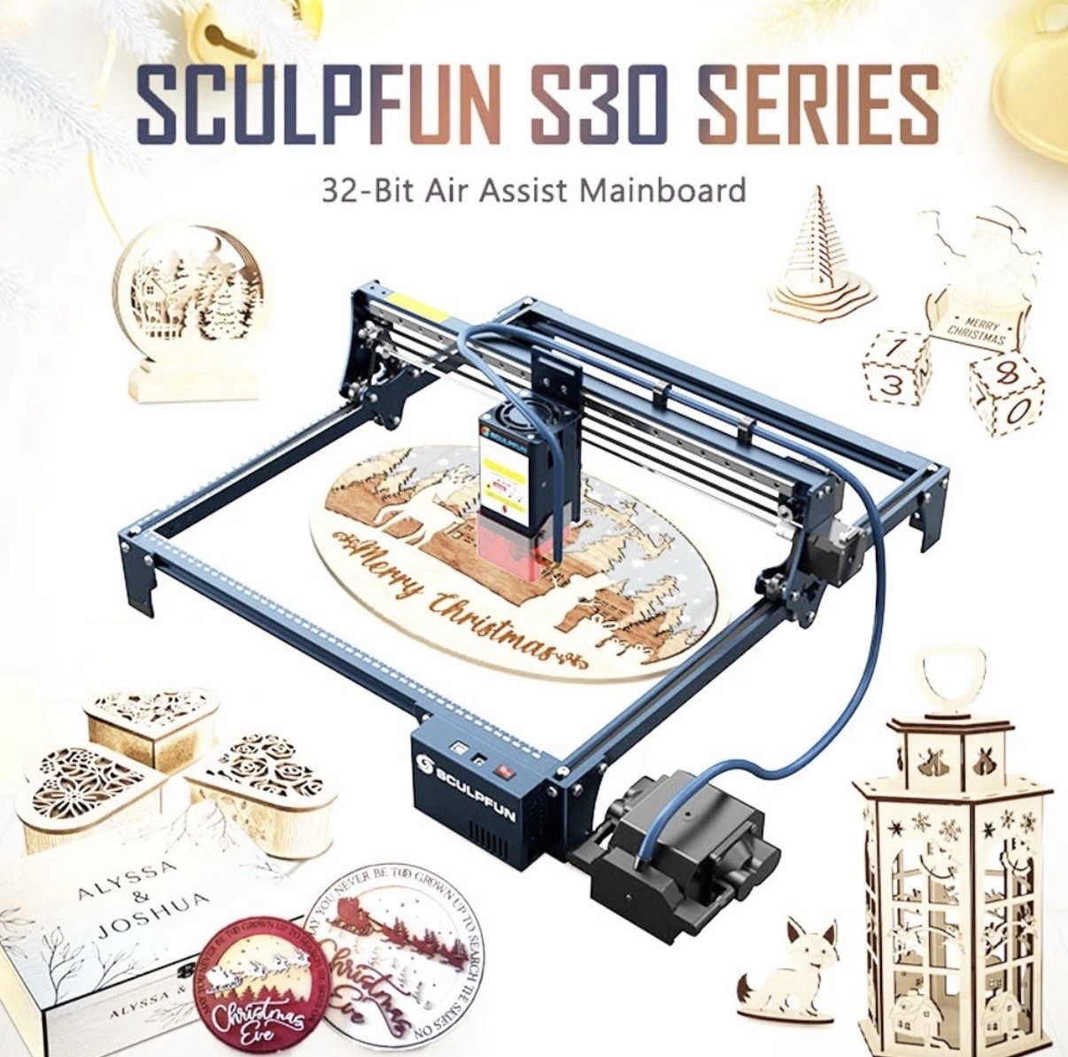 SCULPFUN S30 5W Laser Engraving Cutting Machine w/ Auto Air-assist Kit