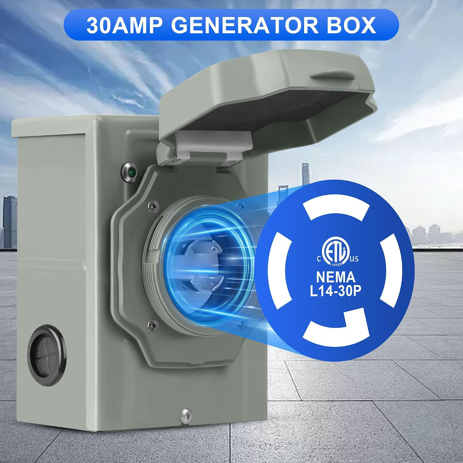 30 Amp Generator Inlet Box, NEMA L14-30P Power Inlet Box for 4-Prong Generator C
