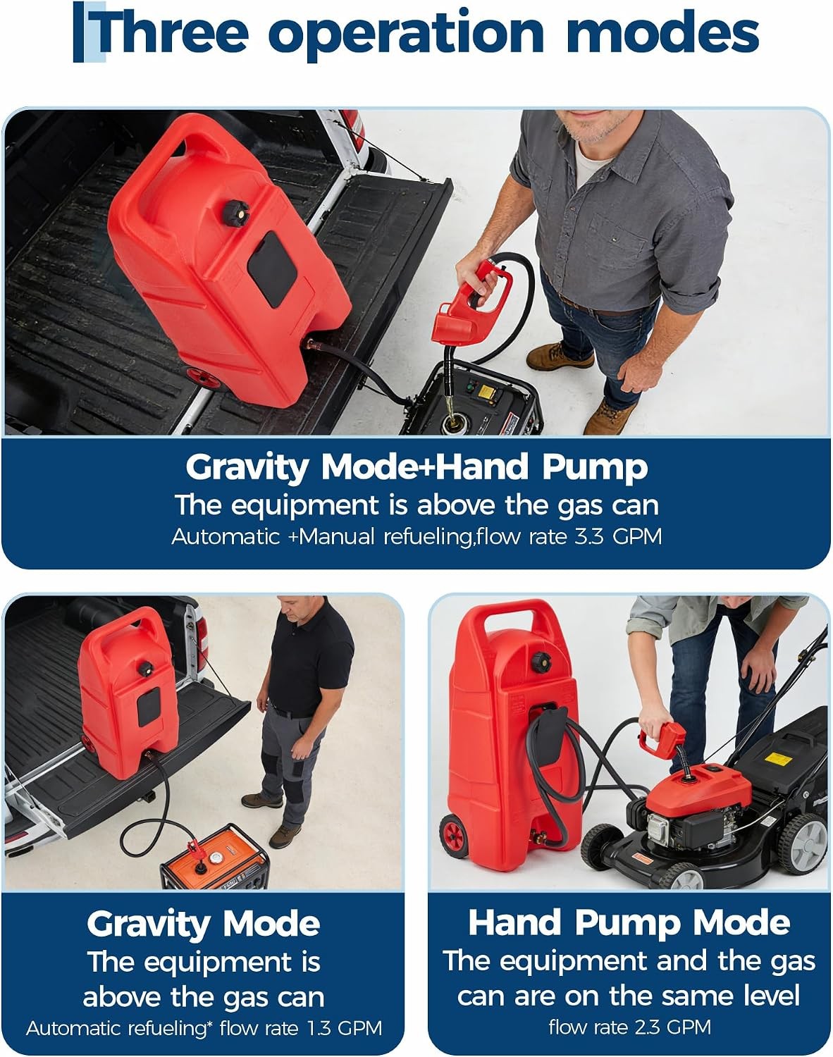 15 Gal Gas Caddy Portable Fuel Tank & Fuel Tran w/ LE Fluid Transfer Manual Pump