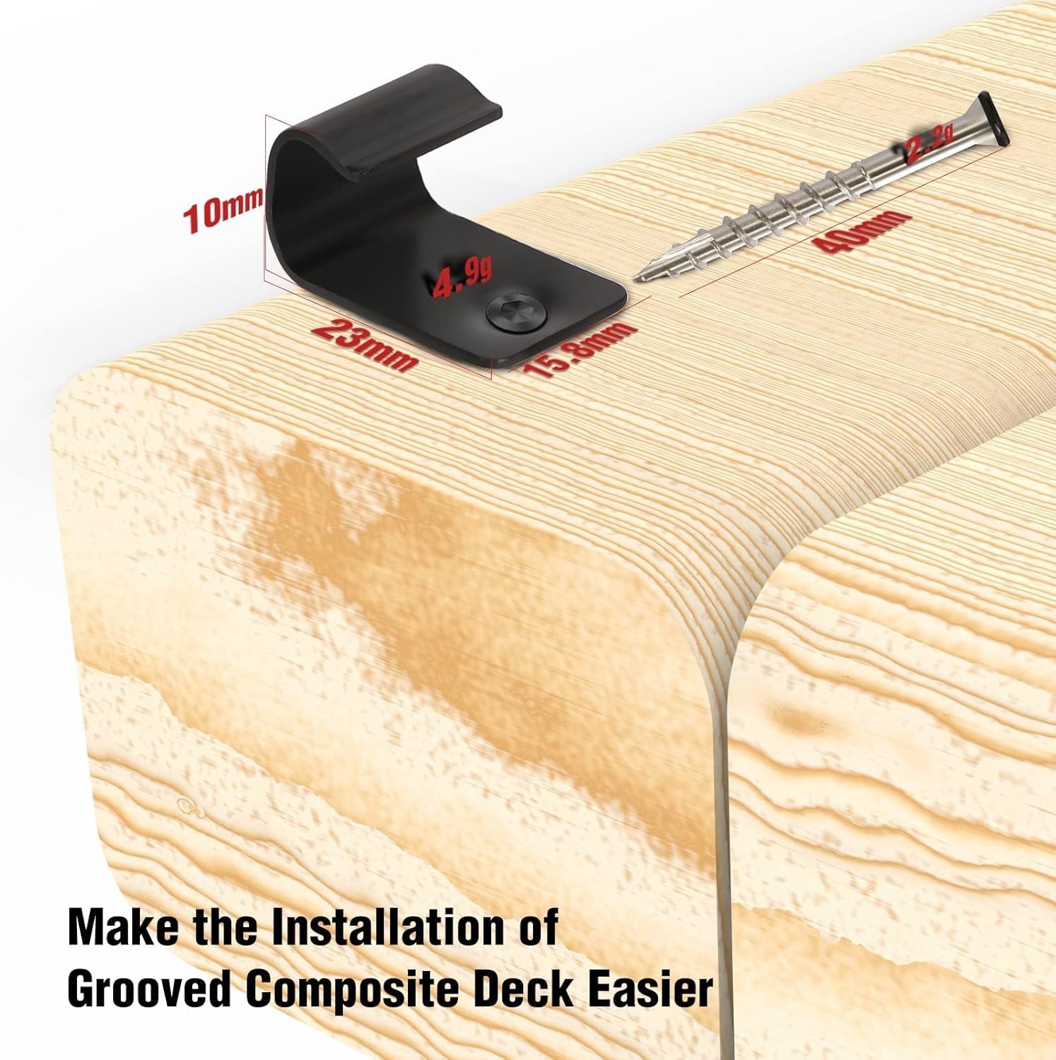 Start Clips – Universal Hidden Fasteners for Composite Decking (36 Pack, Black)