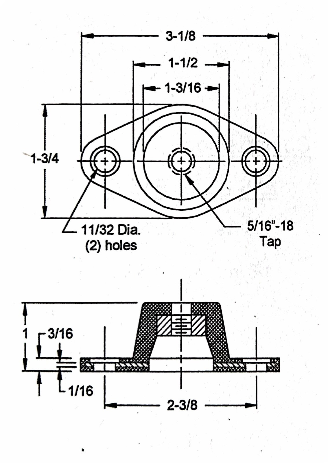 Flange Style Shock Absorber Vibration Isolator Compression Mount 5/16″-18 Tap
