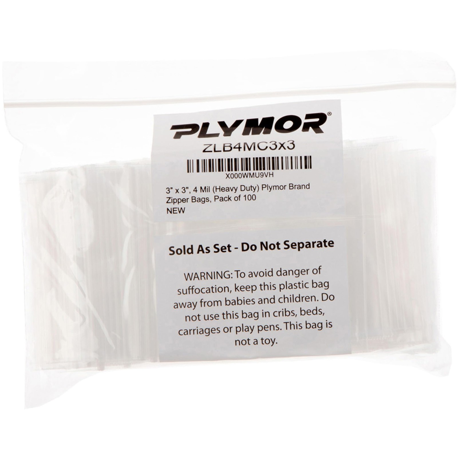 Plastic Bags 3×3 Inch 4 Mil Heavy Duty Zipper Reclosable Case 1000 Plymor