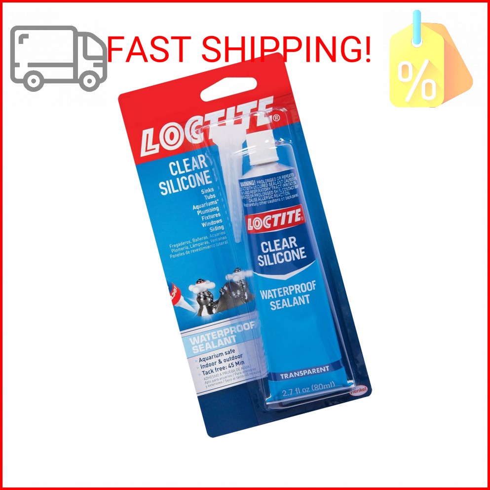 Loctite Silicone Sealant, Clear, 2.7 fl oz Tube, 1 Pack – 100% Waterproof Sealan