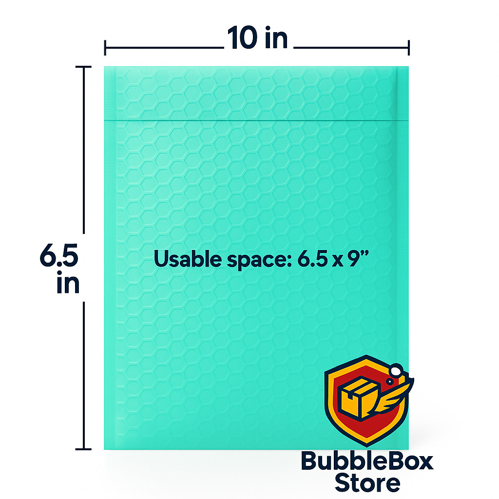 “Teal Bubble Mailers 6.5×10 – Padded Shipping Envelopes (Choose Pack Size)”