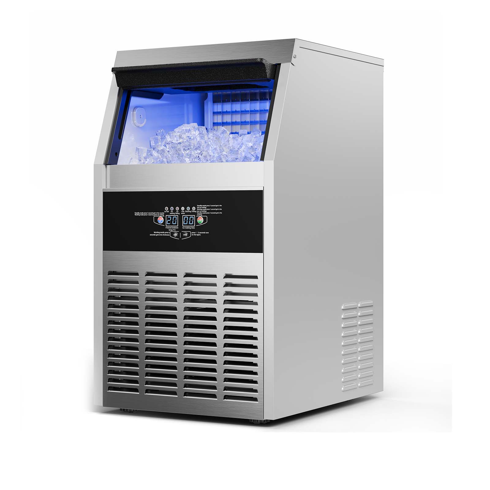 Uimoso 160lb/24h Commercial Ice Maker Undercounter Ice Cube Machine 30lb Storage