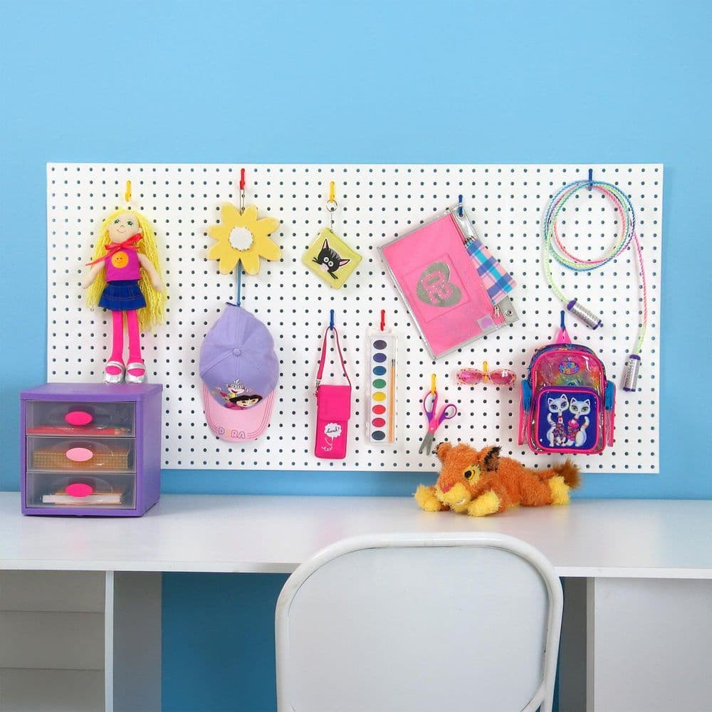 White Perforated Pegboard Panel Wall Organizer Display Board 48″ H x 24″ W Sheet