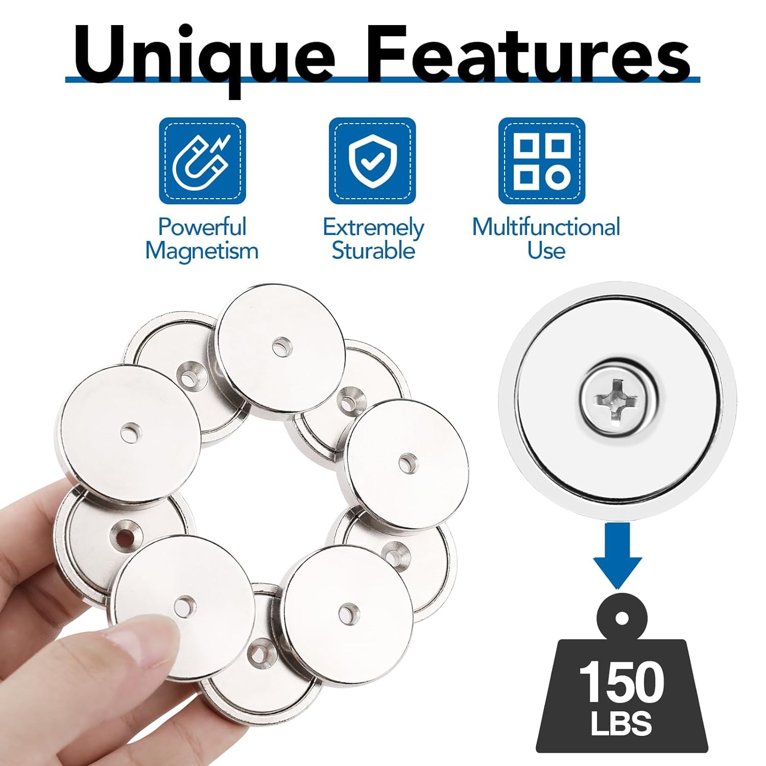 LOVIMAG Strong Magnets,150lb+ Waterproof Super 150lbx10p, Silver