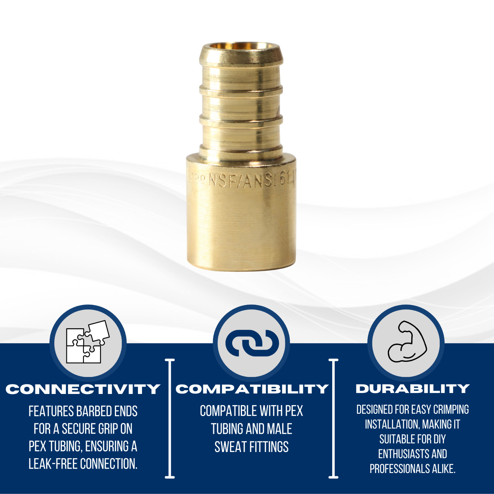 25 PIECES 3/4″ PEX X 3/4″ MALE SWEAT ADAPTERS BRASS CRIMP FITTINGS LEAD FREE