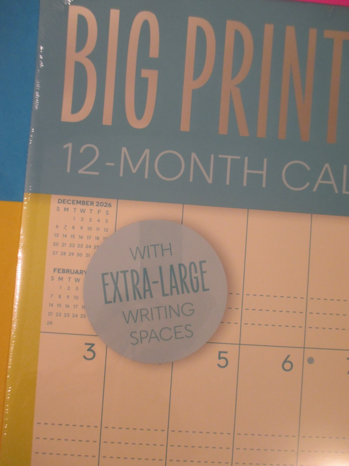 2027 LARGE BIG PRINT WALL MONTHLY CALENDAR OFFICE – XL ROOM To WRITE 12X24 BLUE