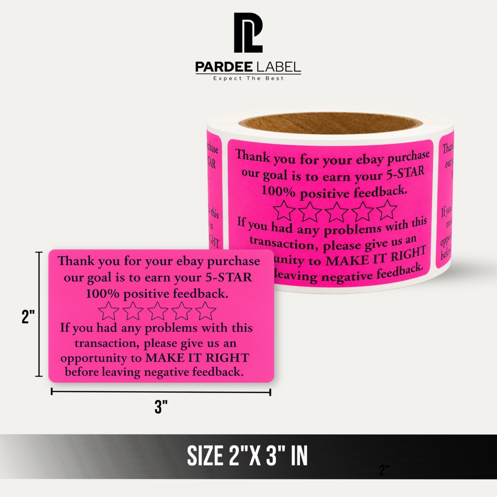 Thank You For Your Ebay Purchase Stickers Neon Pink 2×3 250 Labels Per Roll