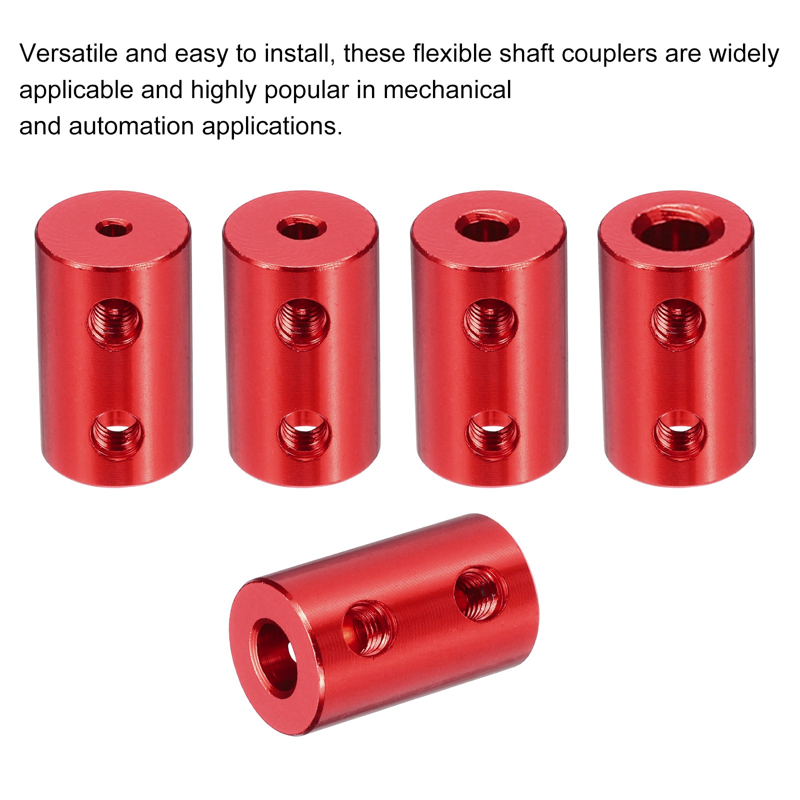 5 Pack Rigid Screw Coupling 3mm – 3mm Coupler L20mm x D12mm Aluminum Alloy Red