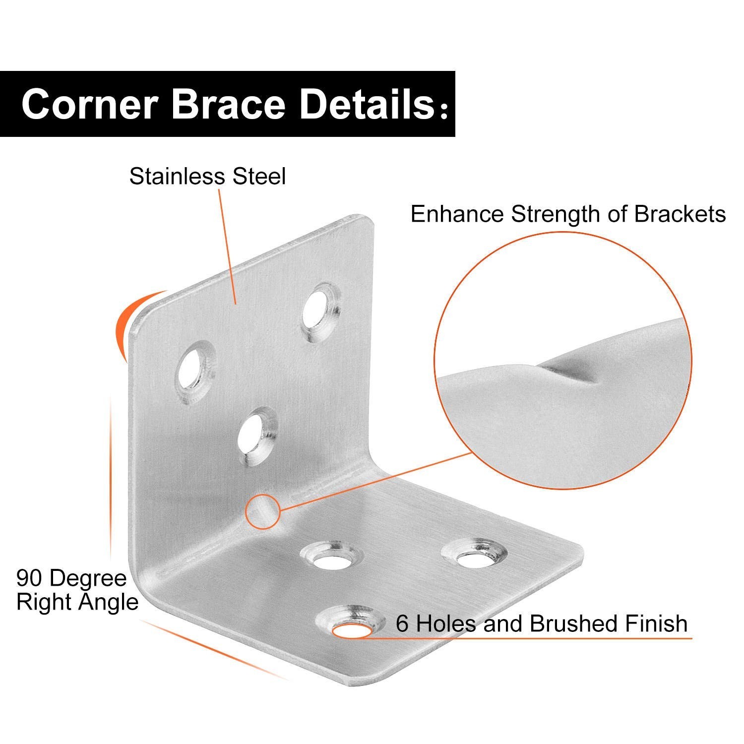 64 PCS Sliver Corner Brace, Stainless Steel 38MM X 30MM X 30MM Heavy Duty L B…