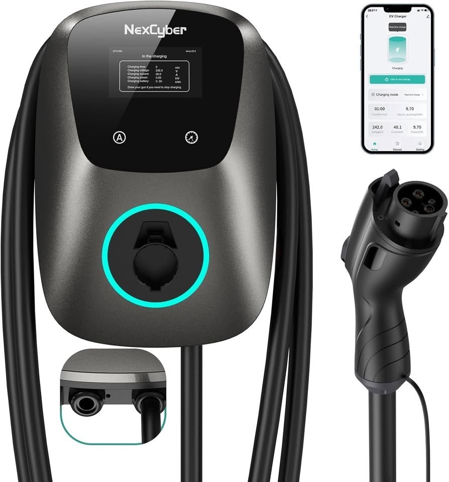 NexCyber Level 2 EV Charger J1772 Plug WiFi APP 48A, 240V HARDWIRE