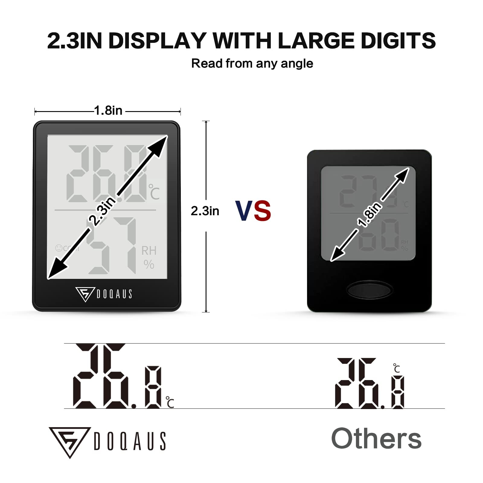 DOQAUS Digital Hygrometer Indoor Thermometer 3 Pack, Room 3 Black