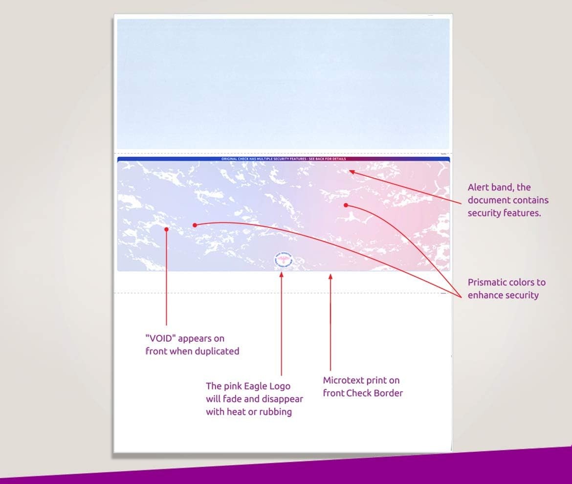 Blank Check Stock Laser/Ink-Jet 8-1/2 x 11″ 24# lb 500 Sheets Per Pack Red-Blue