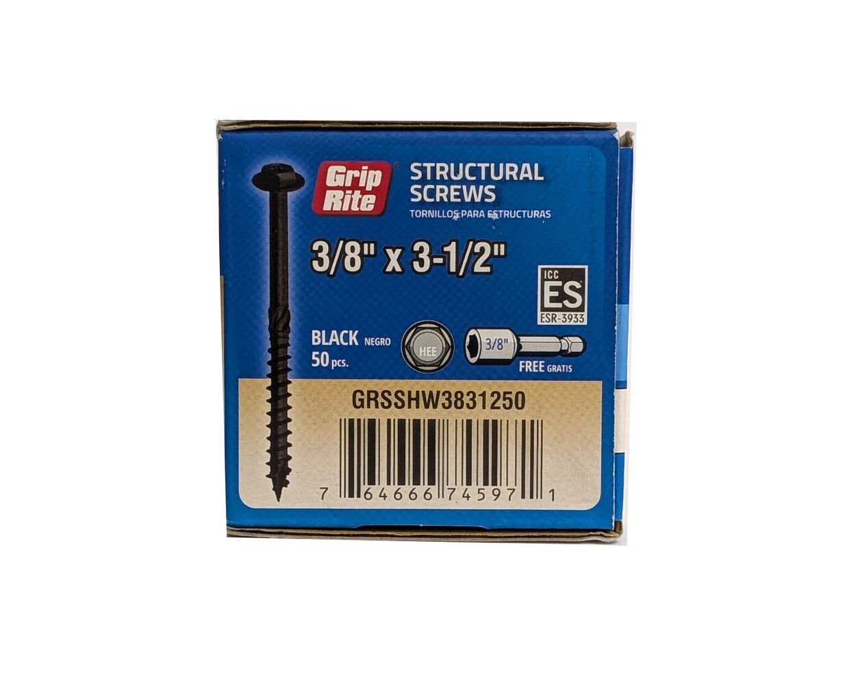 Grip Rite® 3/8″ x 3-1/2″ Dual-Drive Structural Wood Screw – 50 Count