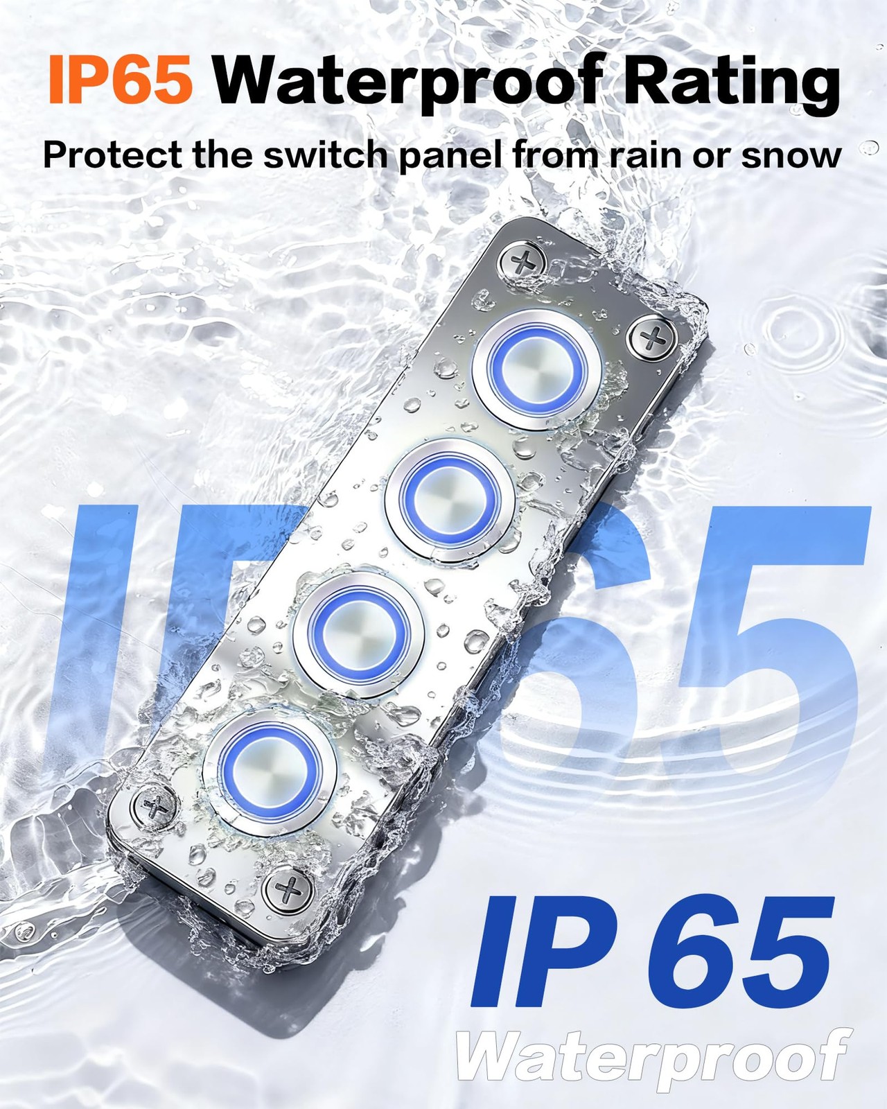 4 Gang Aluminum Marine Rocker Switch Panel, Pre-Wired, Blue LED, 12-24V, Yacht