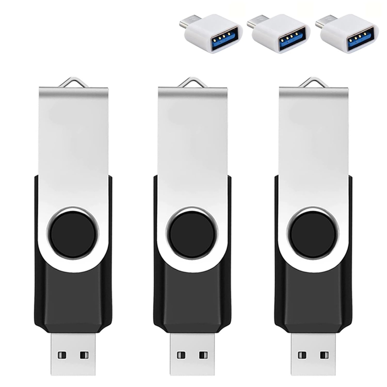 3 Pack 128GB USB Flash Drive with Type C Adapter and Storage Box USB 2.0 High…