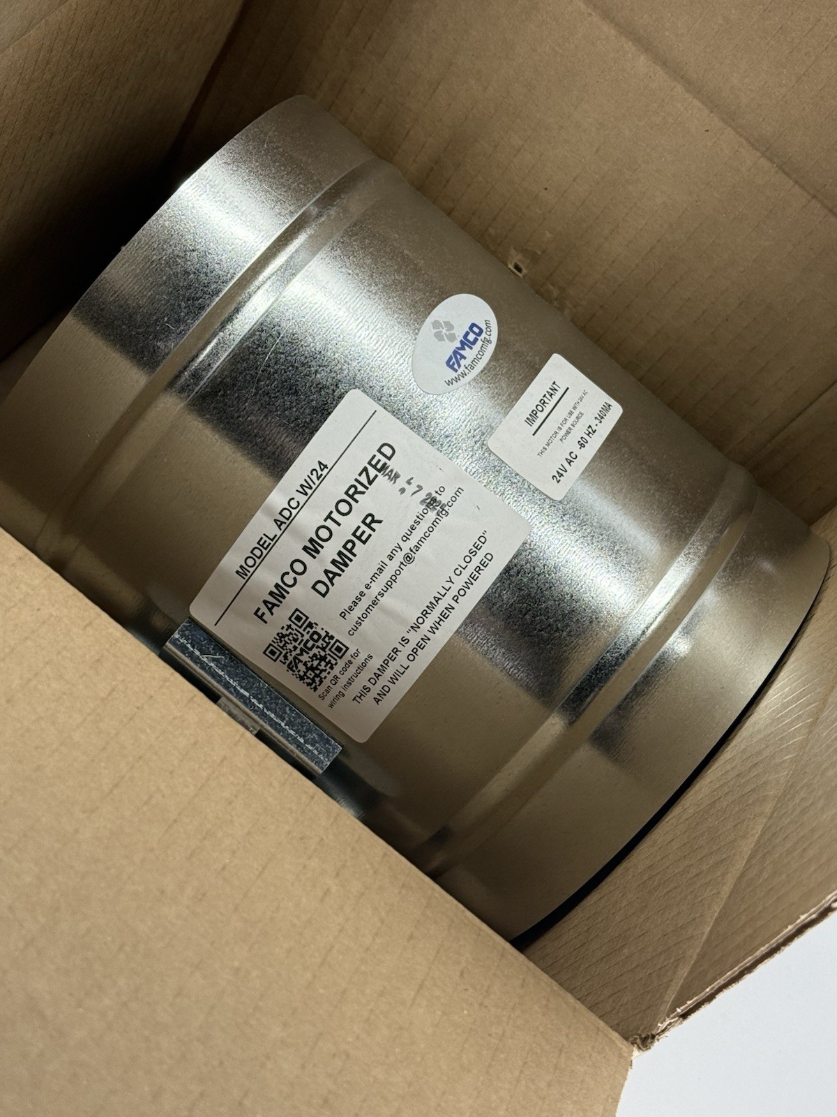 FAMCO ADC824 Motorized Damper 8″ Closed 24V – NEW