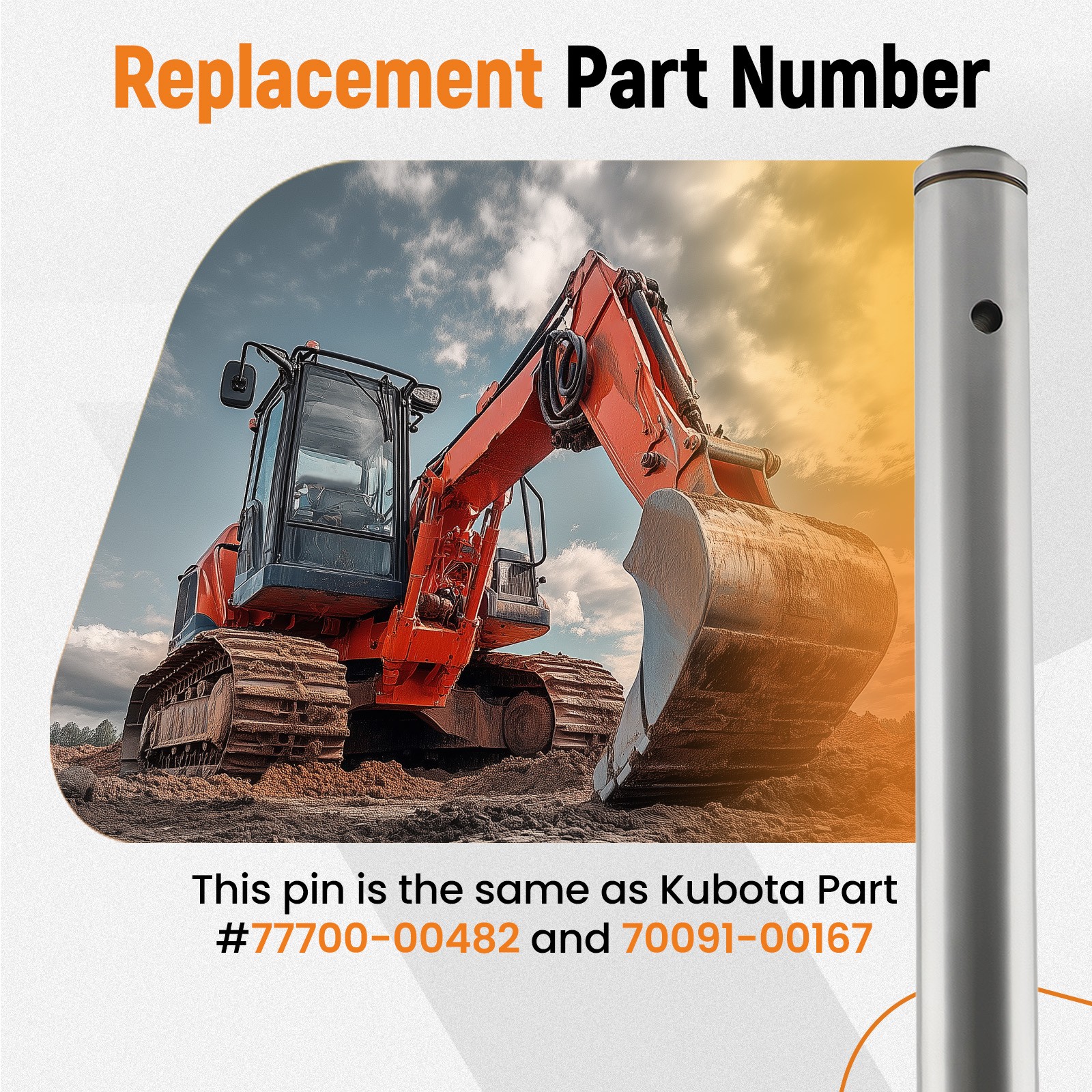 1x Greaseable Main Thumb Pin Fit for U35 KX71 KX91 KX121 KX033 KX040