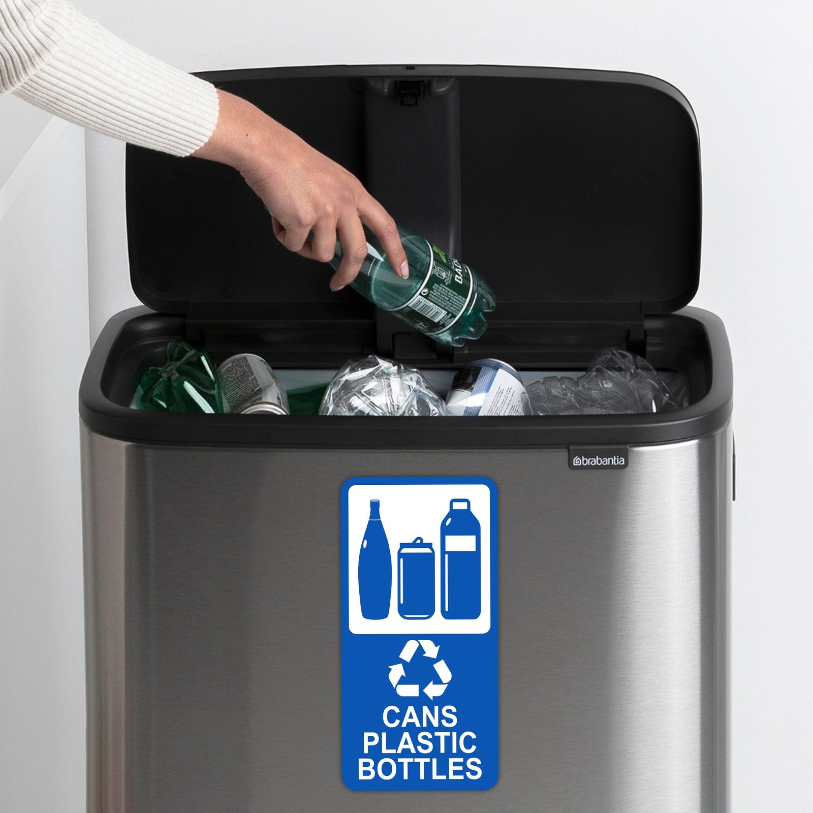 2PCS Recycle Sign for Trash 3.94IN, Cans Plastic Bottles(Blue )