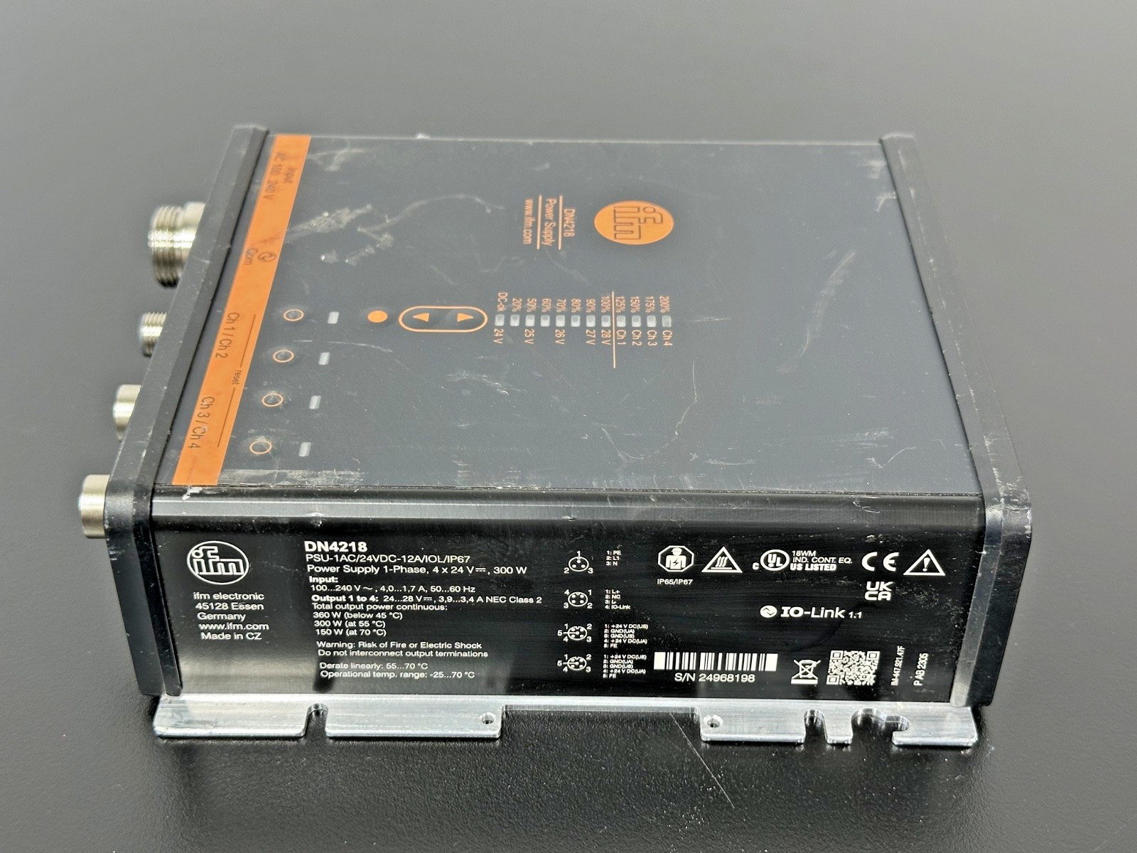 IFM DN4218 24VDC 12A 300W Industrial Power Supply IO-Link IP67 Used Untested