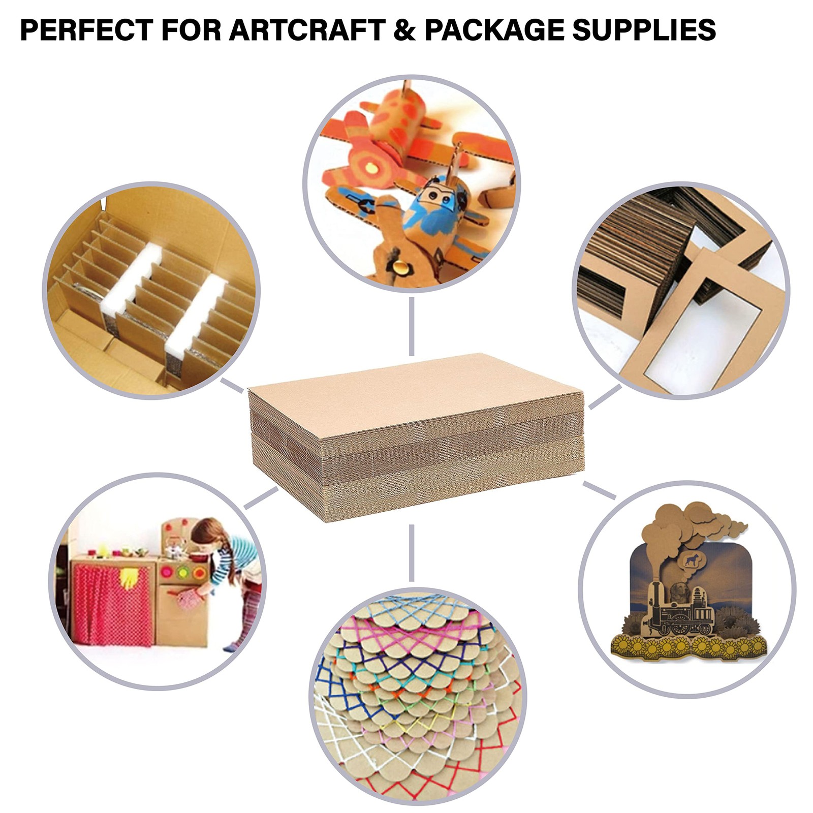 50 Packs 11×14 Inch Corrugated Cardboard Sheets, Rigid Kraft Cardboard Divide…
