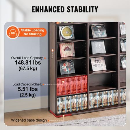 Media Storage Cabinet, 9 – layer DVD Shelf Holds up to 756 CDs, Adjustable CD