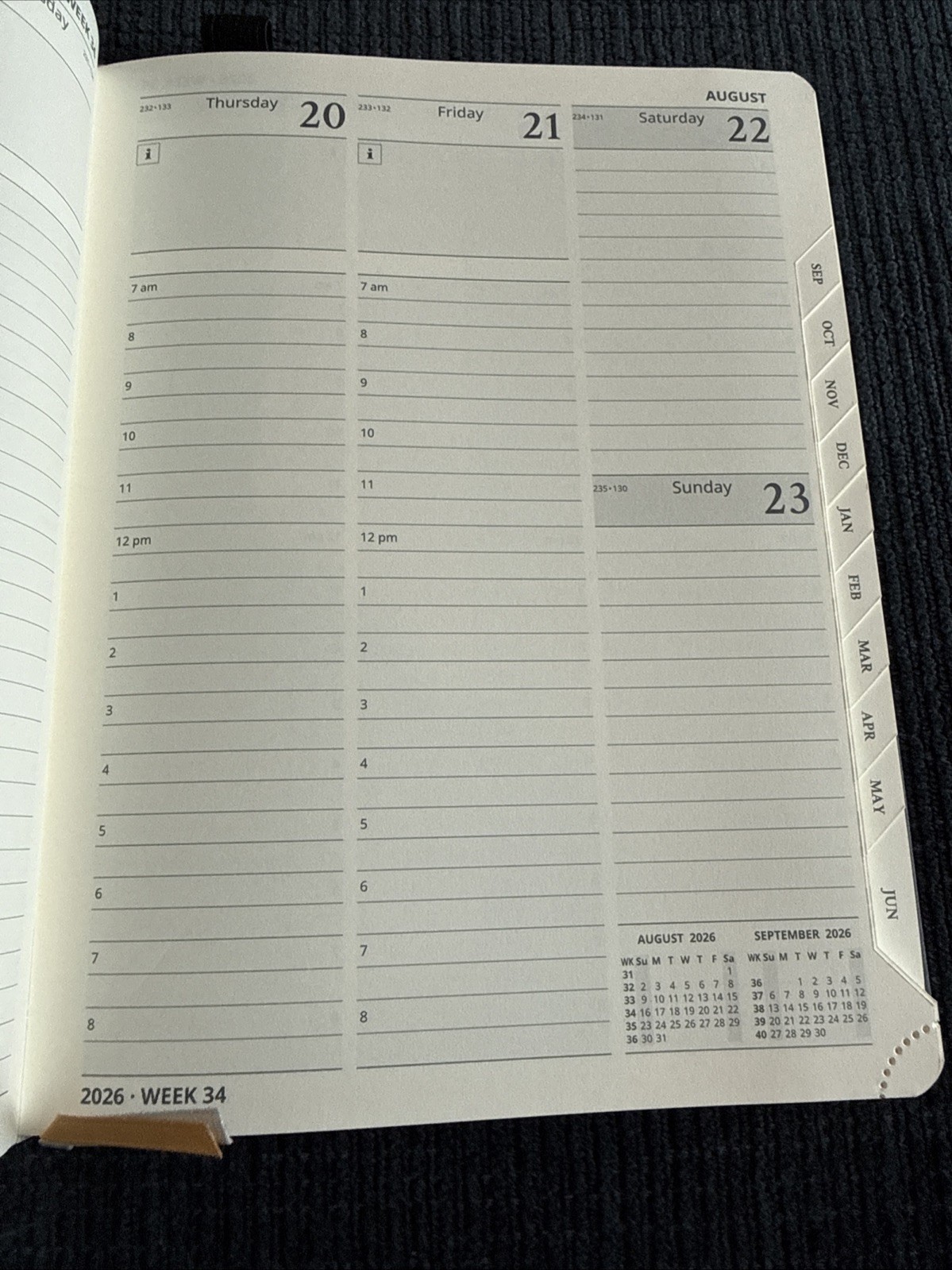 Poprun Vertical Weekly Planner 2026-2027 Medium Black Leather