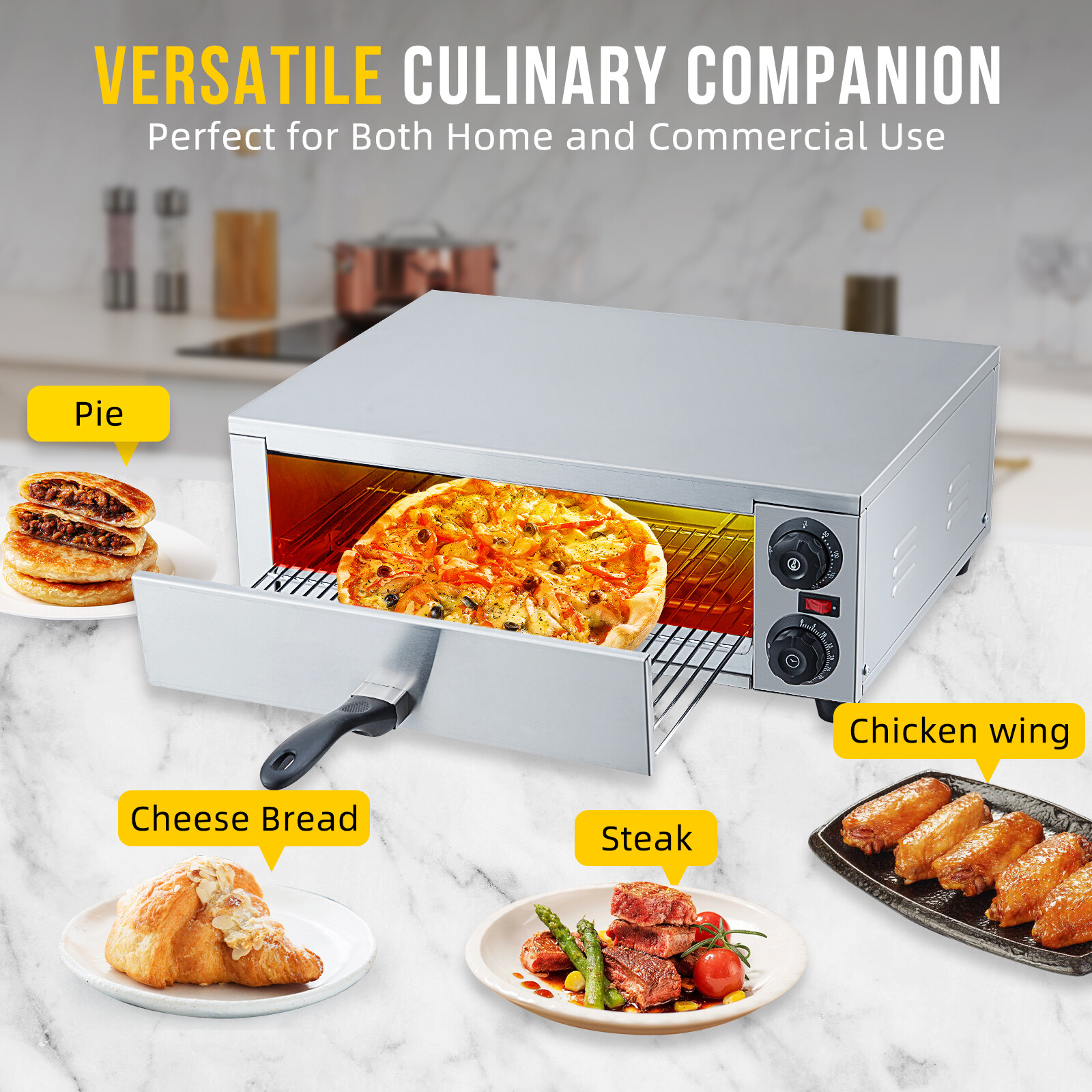 16 Inch Electric Pizza Oven Countertop Commercial Pizza Oven With Grilling Rack