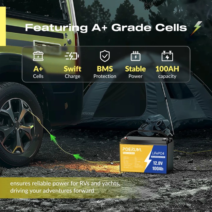 12 Volt 100Ah LiFePO4 Battery High Capacity Deep Cycle for Solar Marine Use RV