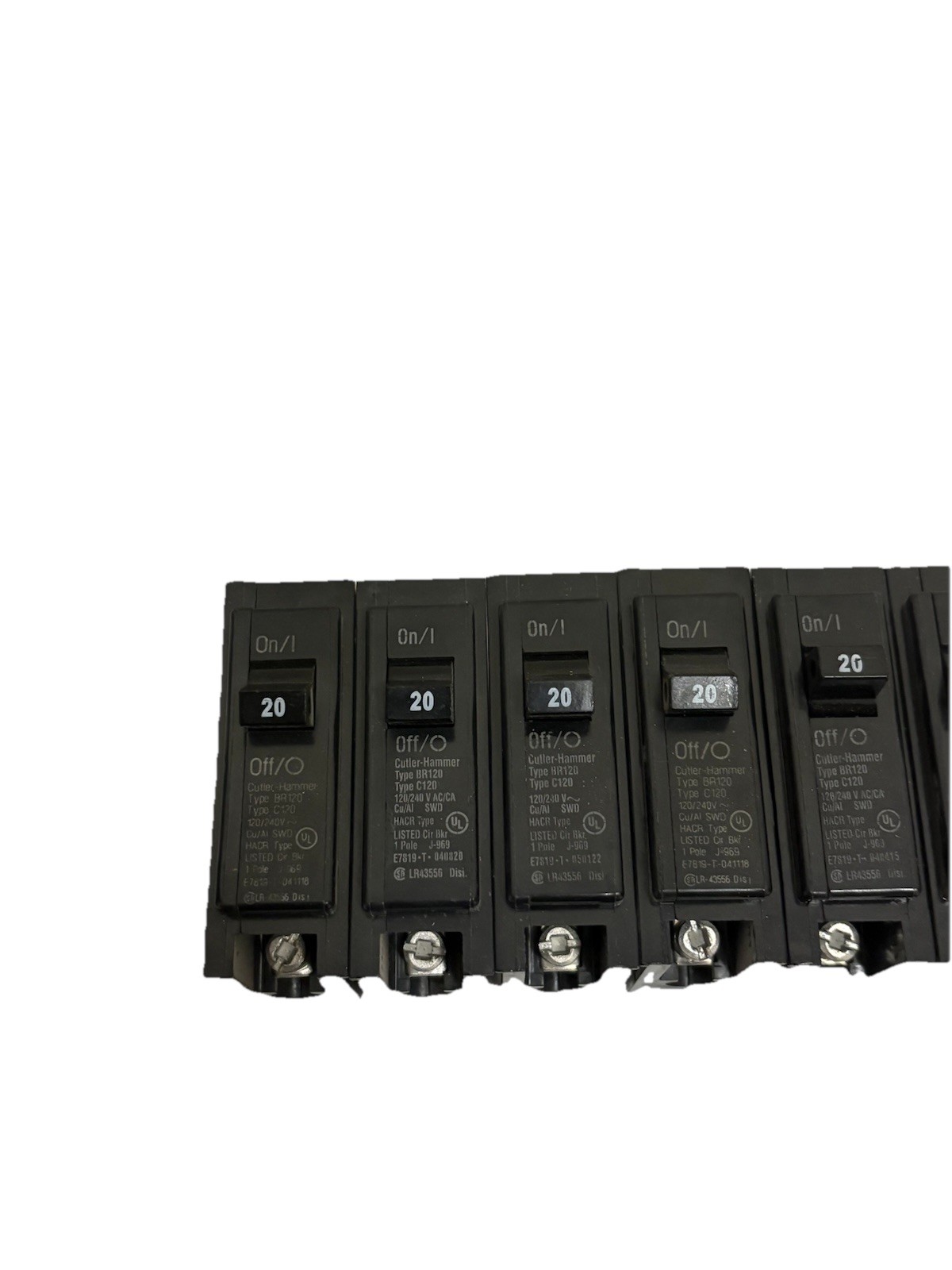(Lot Of 9) Cutler-Hammer/Eaton BR120 C120 1 Pole 20 Amp Circuit Breakers