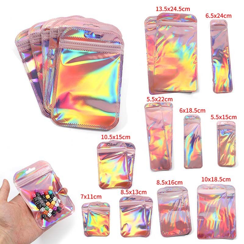 50pcs Laser Printed Bags Transparent Self-Sealing Bag Jewelry Beads Storage bags
