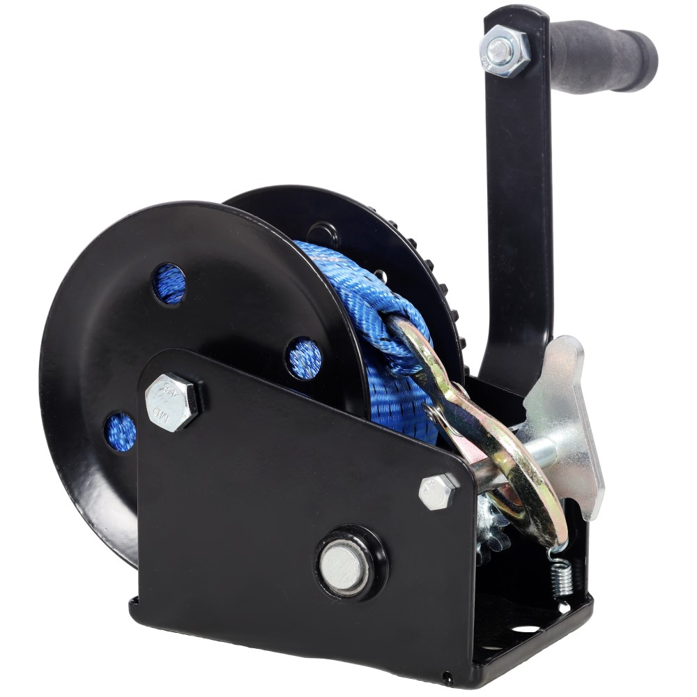 1200LBS Hand Winch with 19.6FT Blue Strap, 4.1:1 Gear Ratio, Two-Way Ratchet,…