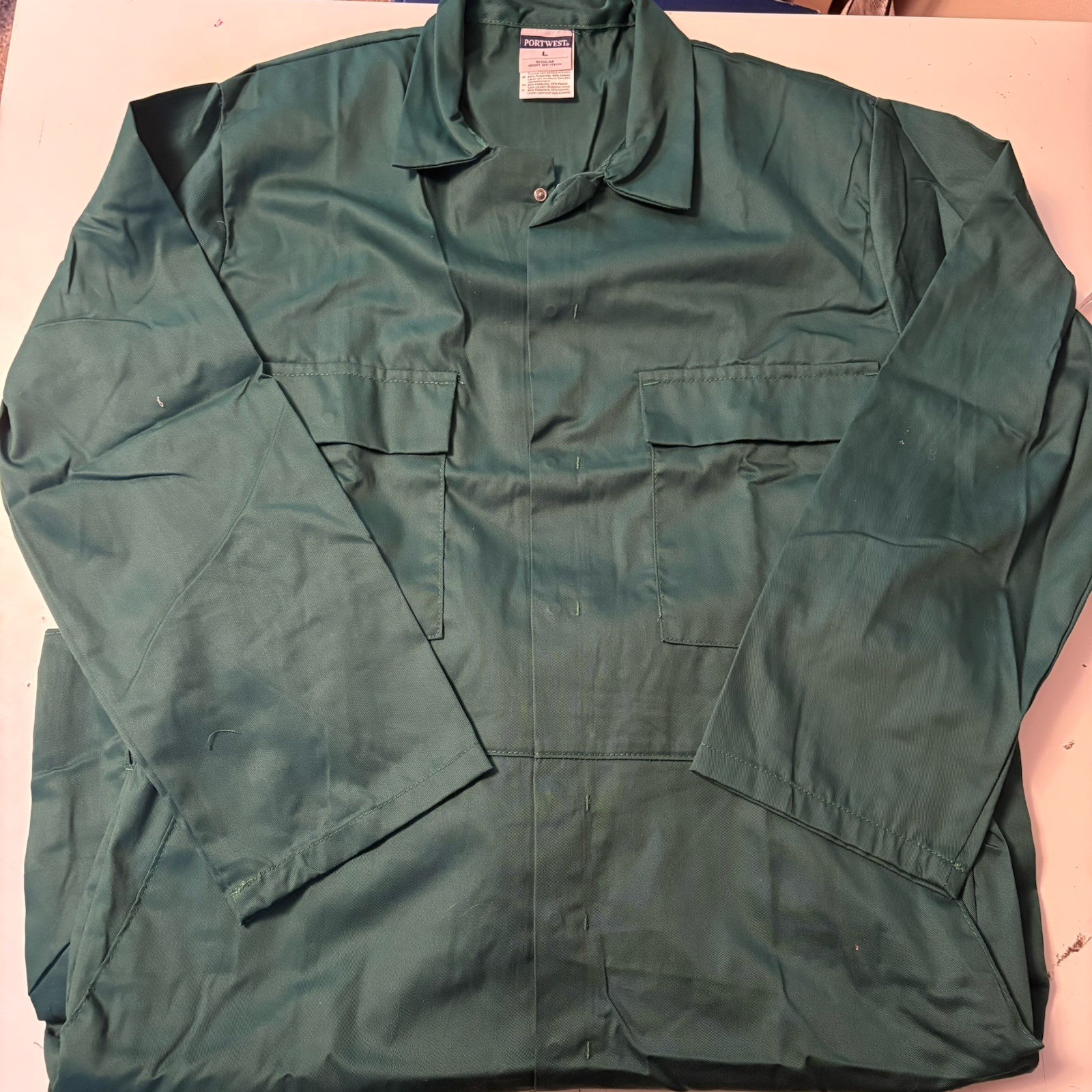 Portwest S999 Men’s L Work Coveralls Protective Polycotton Green Mechanics