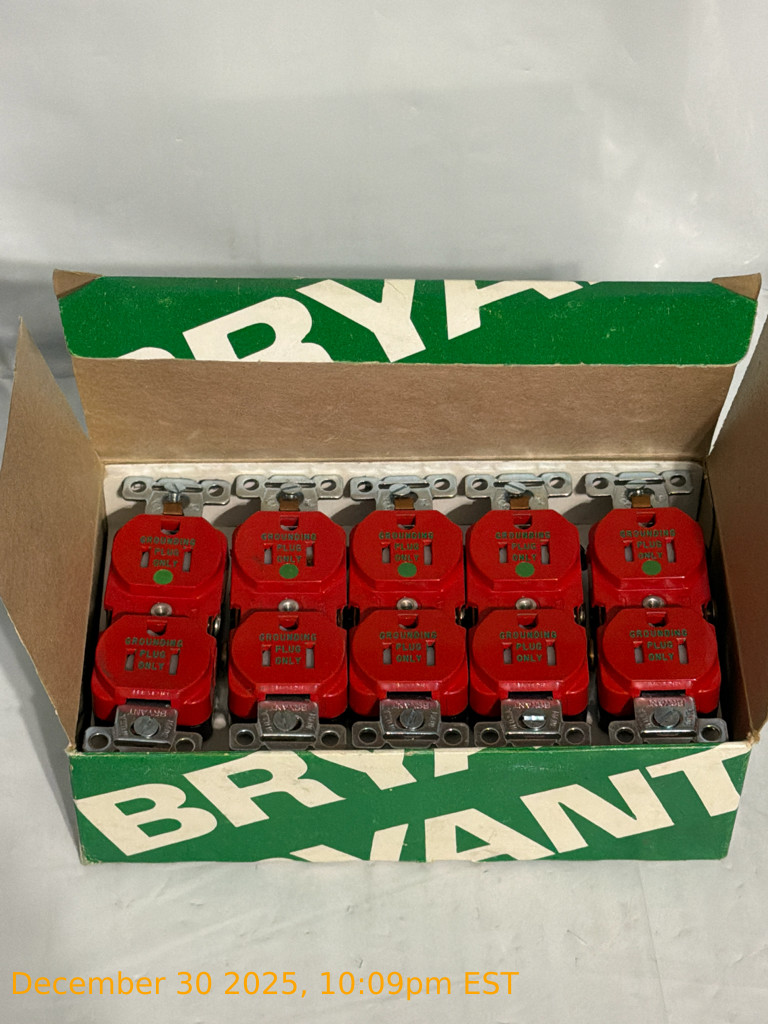 NEW Bryant 8200-Reds Safety Shutter Receptacle Red Hospital Grade Duplex 15 Amps