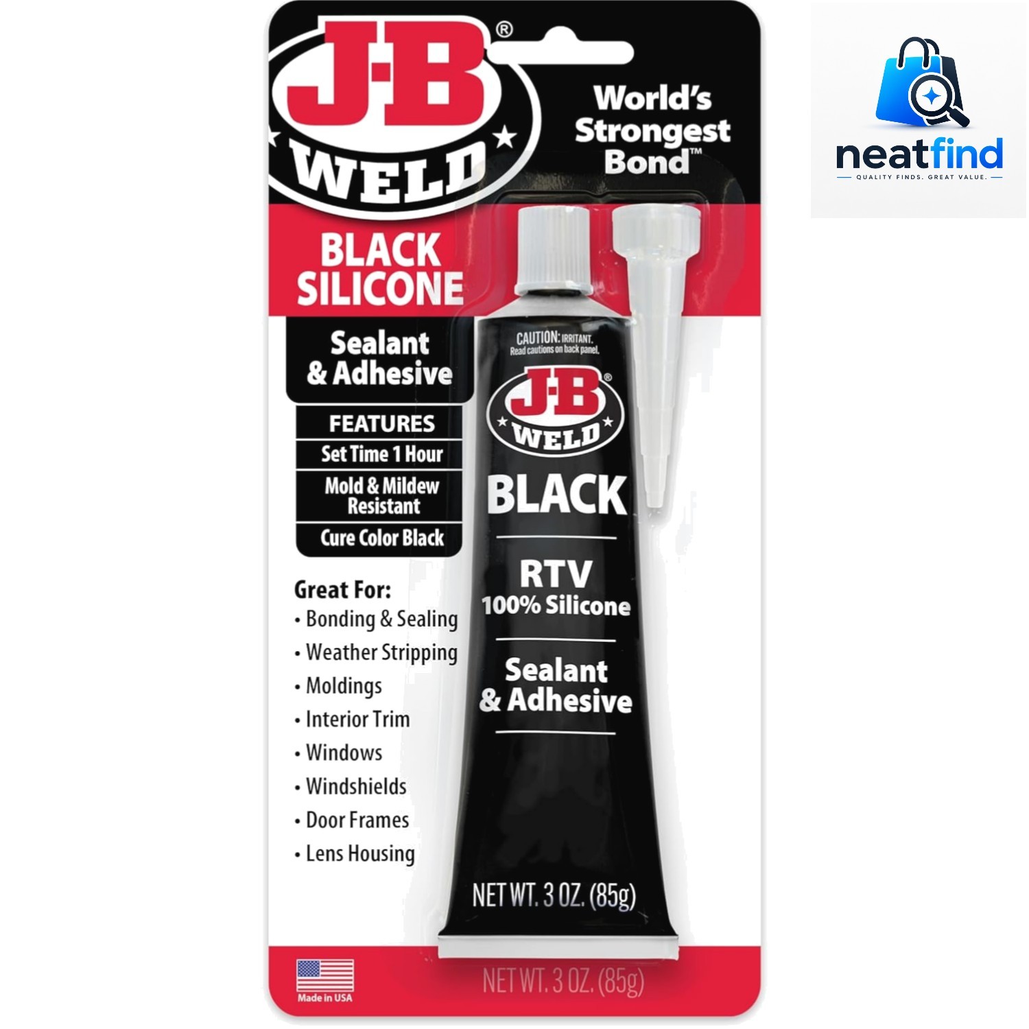 Black RTV Silicone Sealant and Adhesive – 3 oz.