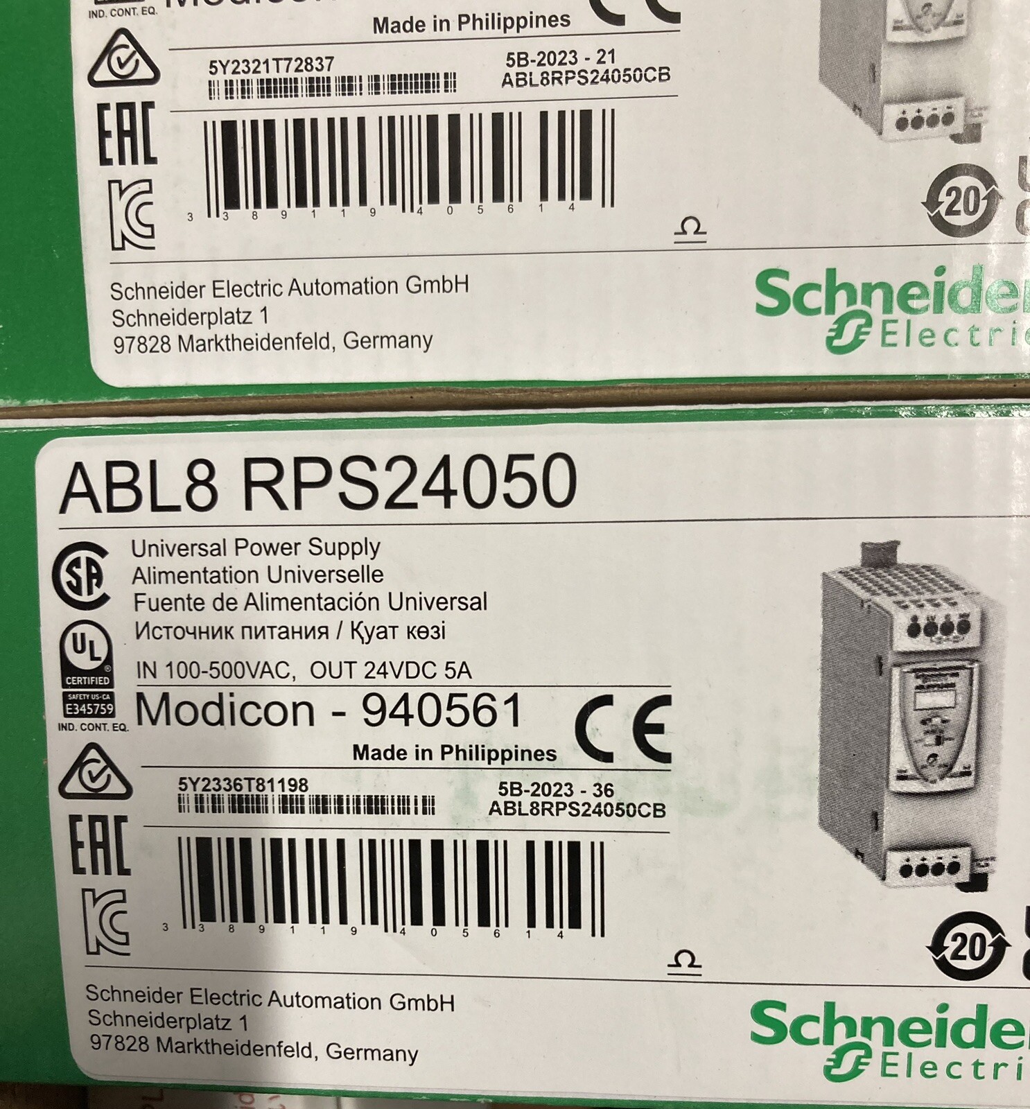 New In Box Schneider ABL8RPS24050 24V 5A Power Supply