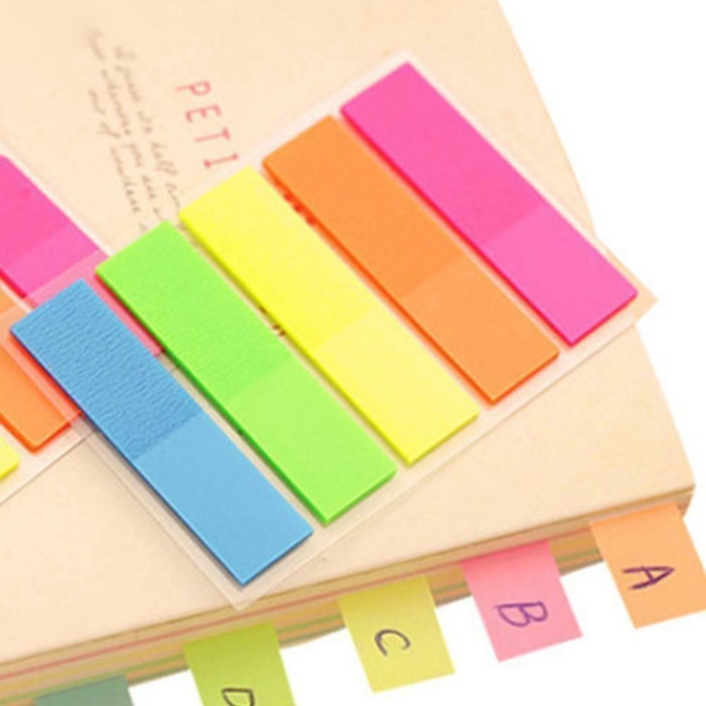 100Pcs Fluorescence Sticky Notes Memo Flags For Bookmark Sticker Colors US@