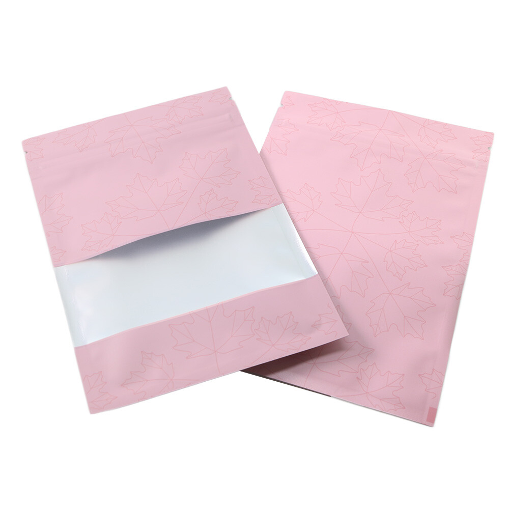 Pink Maple Leaves Aluminum Flat QuickQlick™ Bags 10 x 15 cm – Multi Quantity