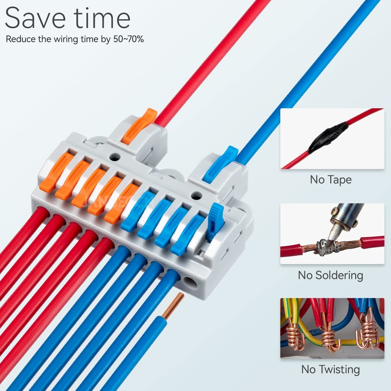 6pcs DIN Rail Terminal Blocks, DIY Wire Connectors for 28-12AWG Circuit Splicing