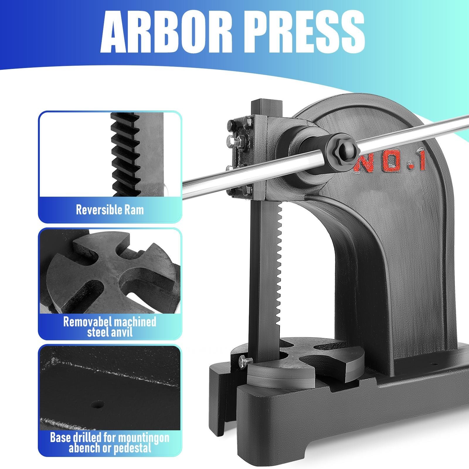 1Ton Manual Desktop Arbor Press Cast Iron Arbor Press Desktop Metal Machine