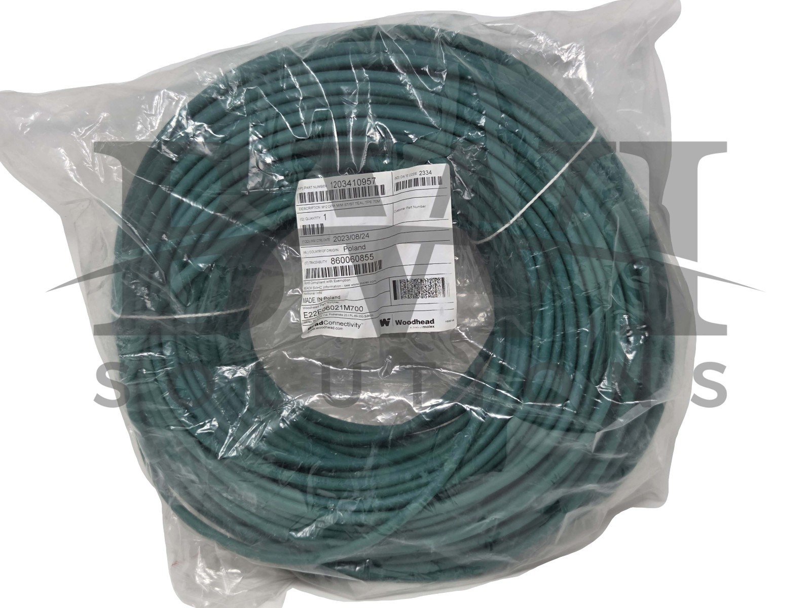 NEW Brad Connectivity Molex 1203410957 M12 CAT6A M/M ST/ST TPE 70M E22E06021M700