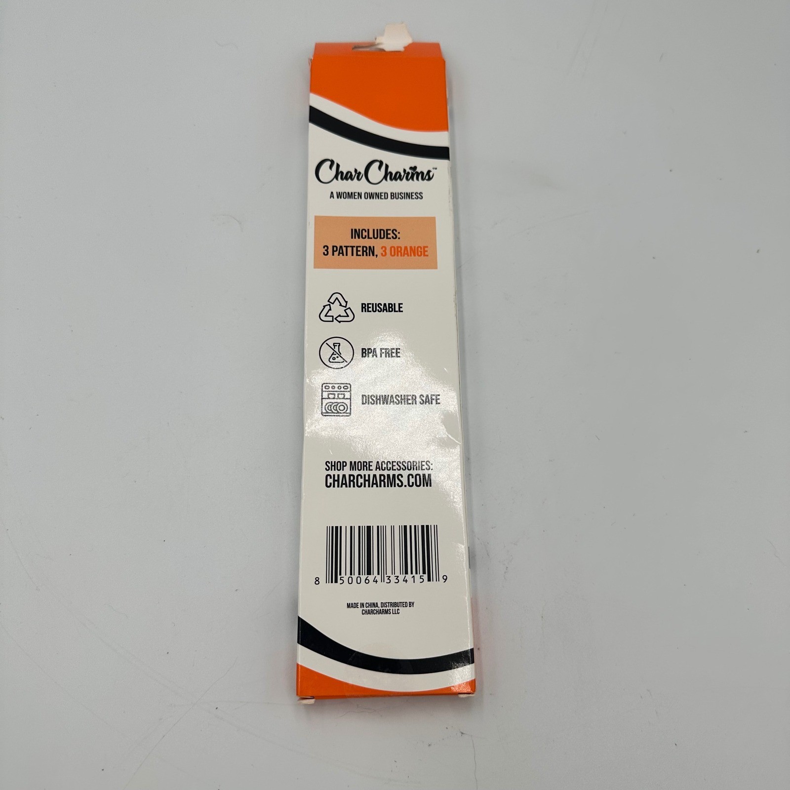 CharCharms Tumbler Straws Orange Halloween 6 Pack Reusable 30oz BPA Free NEW