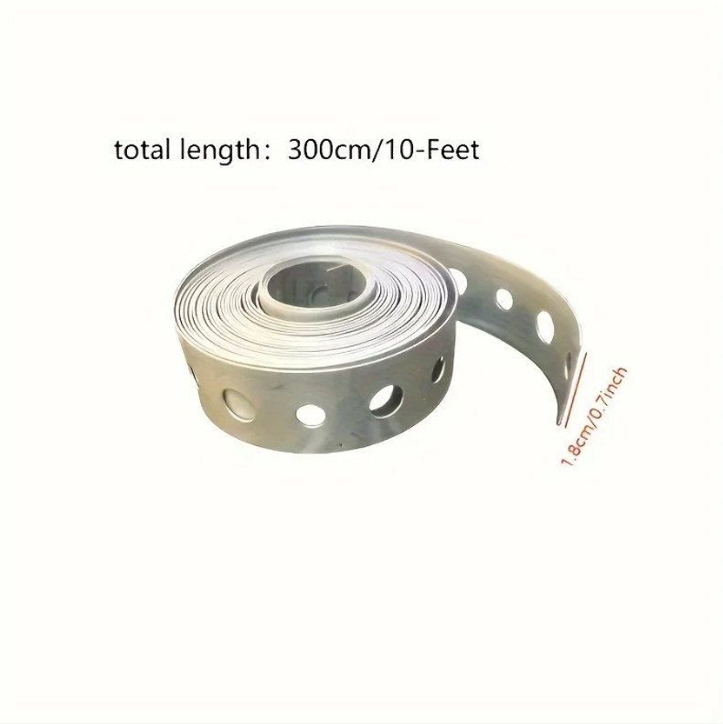 1Pcs Galvanized Steel Mounting Tape Pre-Punched Metal Support Strip – NEW