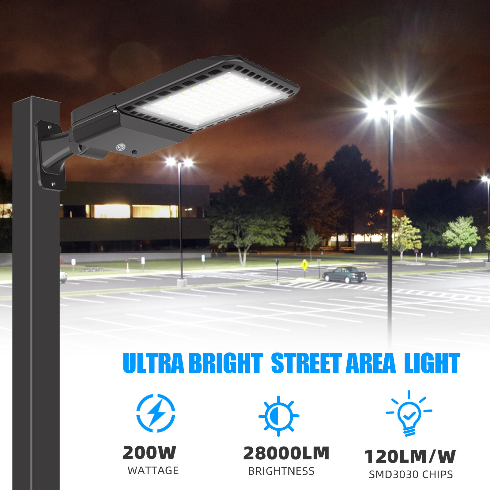 5 Years warranty IP65 parking lot 200w Roadway led shoebox & street Pole Fixture