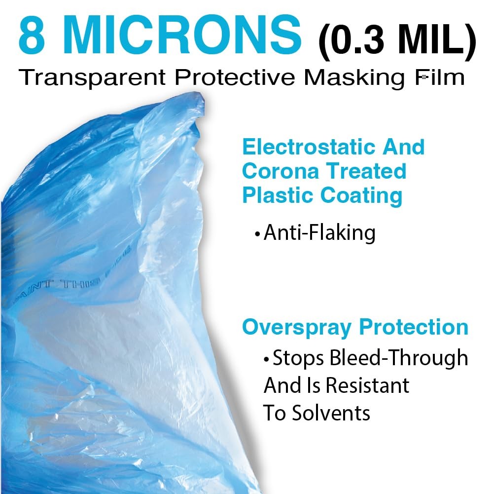MAXIFILM 16ft x 350ft Roll of Blue Overspray Paintable Masking Plastic Sheeting