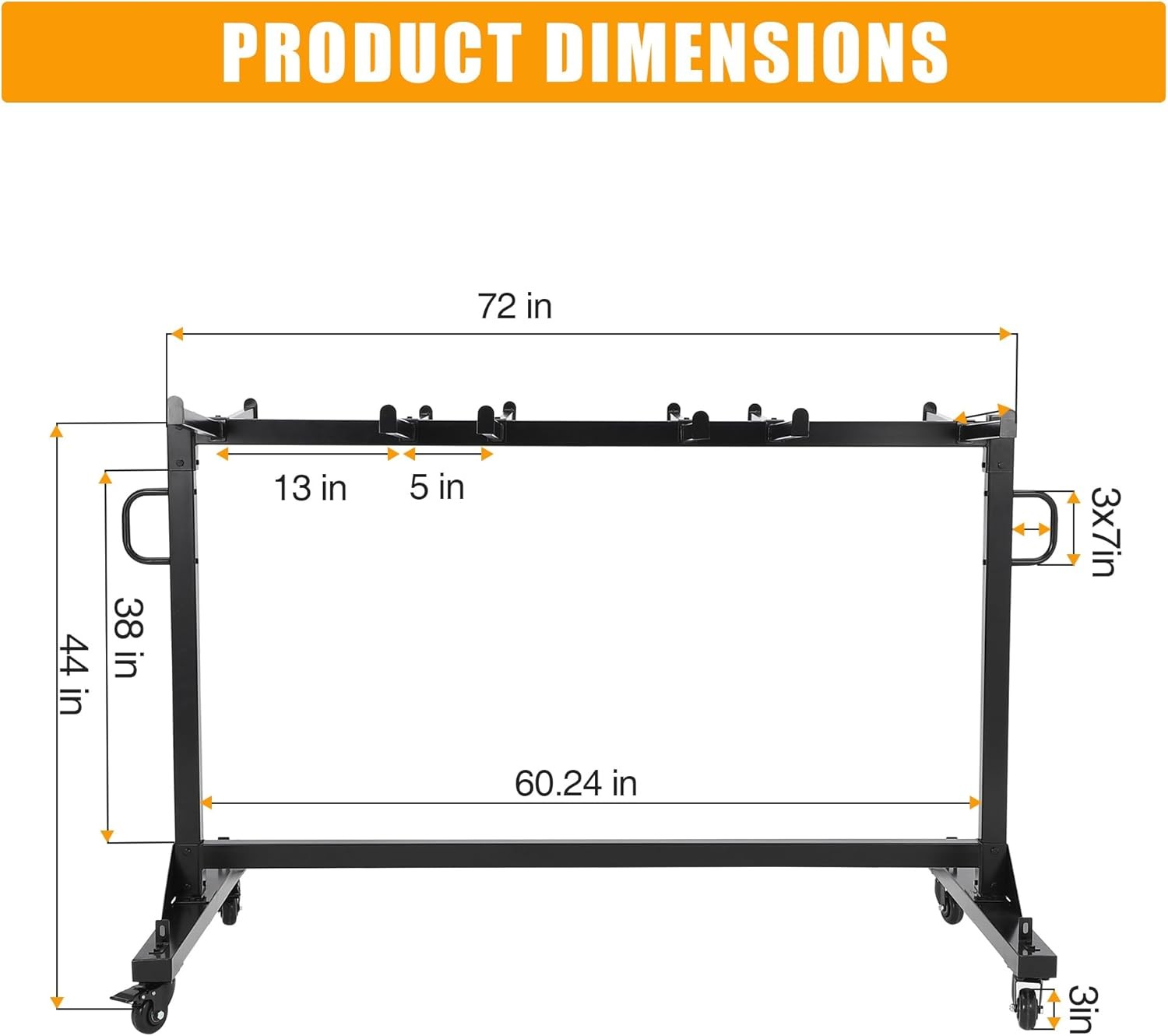 Folding Chair Rack Cart for 42 Chairs or 12 Tables of 400 LBS with Wheels
