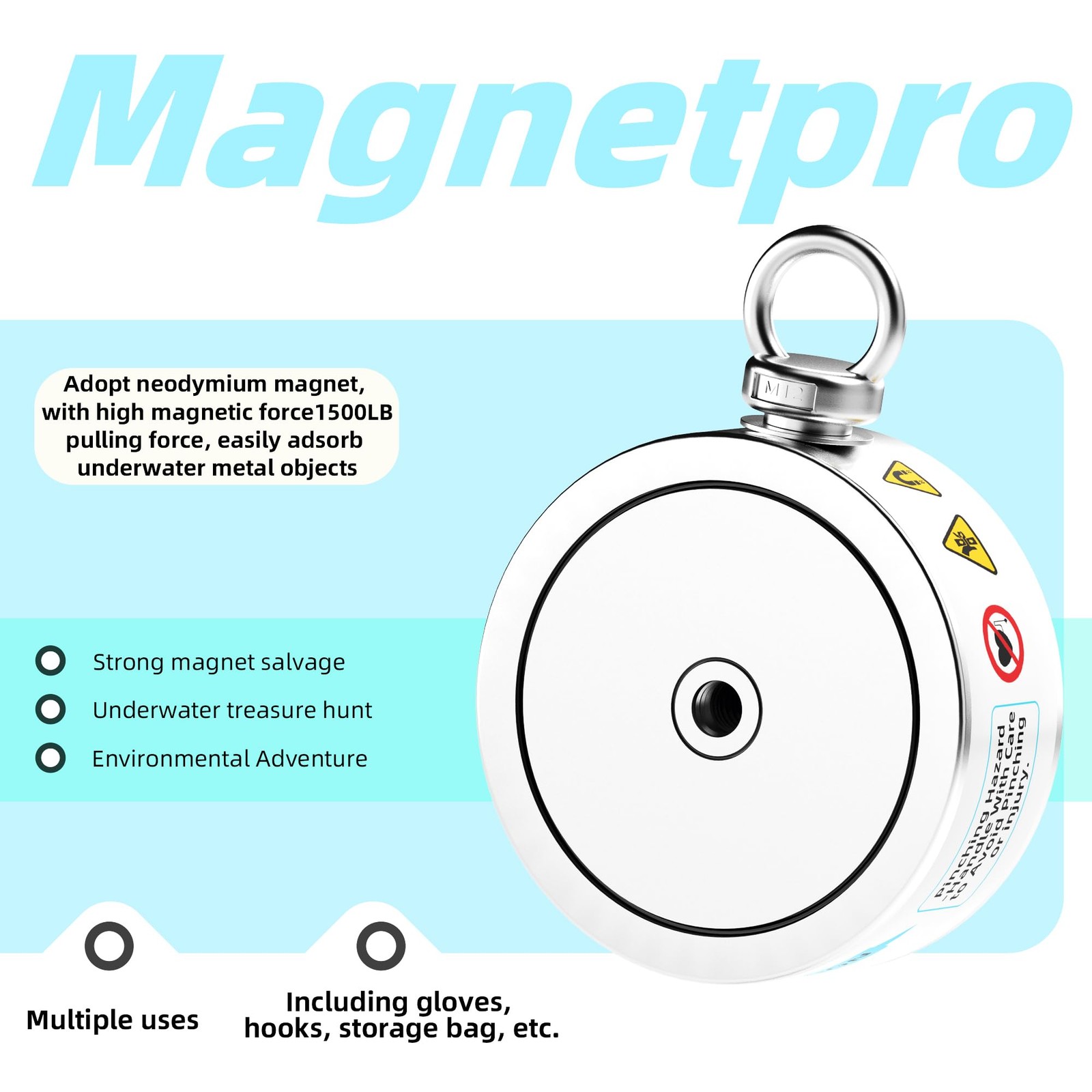 Magnetpro 3000LB’s Complete Double Sided Fishing 3000 LBS Sided, Blue