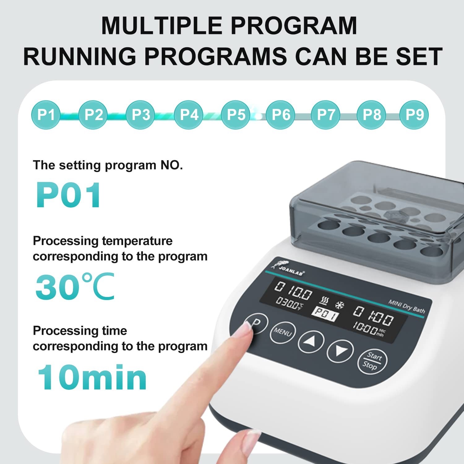 JOANLAB Mini Dry Bath Incubator Heating & Cooling Digital 1.5ml×15 Block